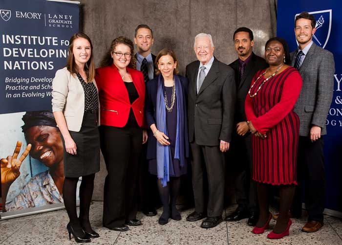 Jimmy Carter discusses global development with a panel of Emory graduate students