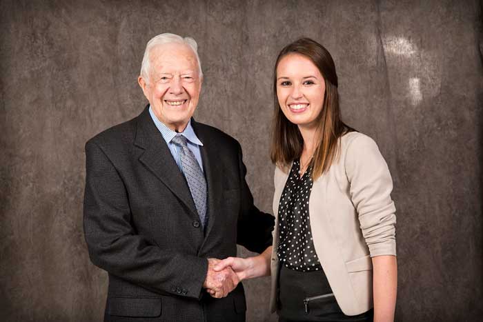 Jimmy Carter discusses global development with a panel of Emory graduate students